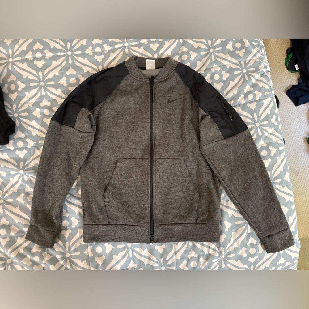 Nike Gray and Black Zip Up Sweater